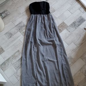 Xhilaration Size Small Black White Strapless Tube top Maxi Dress Sheer Design